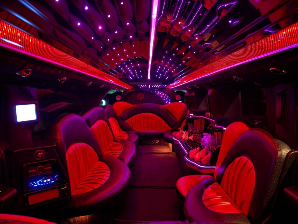 inside of a limo of limousine huren